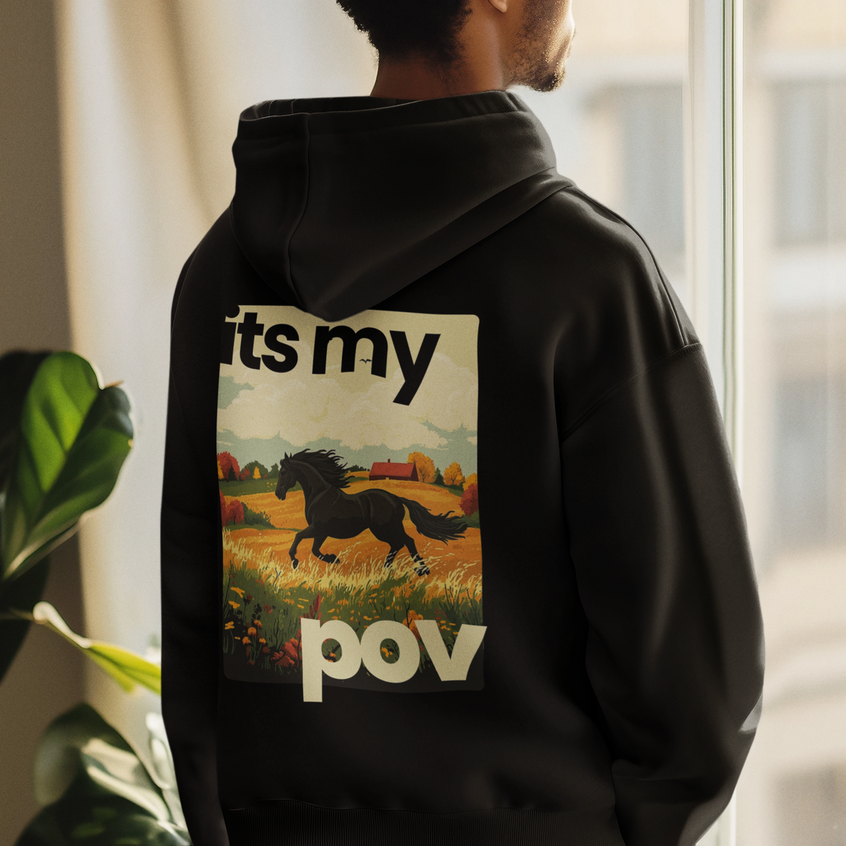 its my pov - Oversized Black Unisex Hoodie